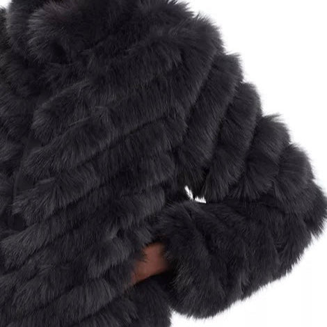 LOVE TOKEN - Black Faux Fur Reversible Jacket
