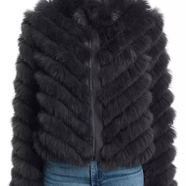 LOVE TOKEN - Black Faux Fur Reversible Jacket