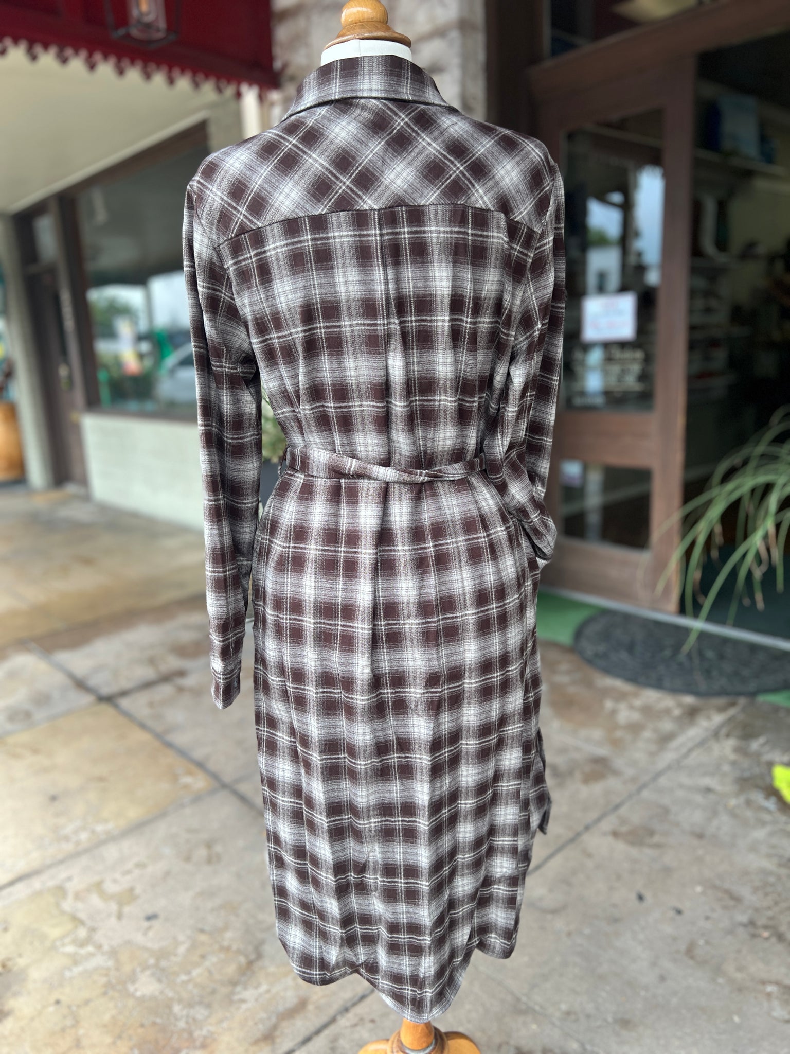 SHE & SKY - Long Hi-Low Brown Plaid Shacket