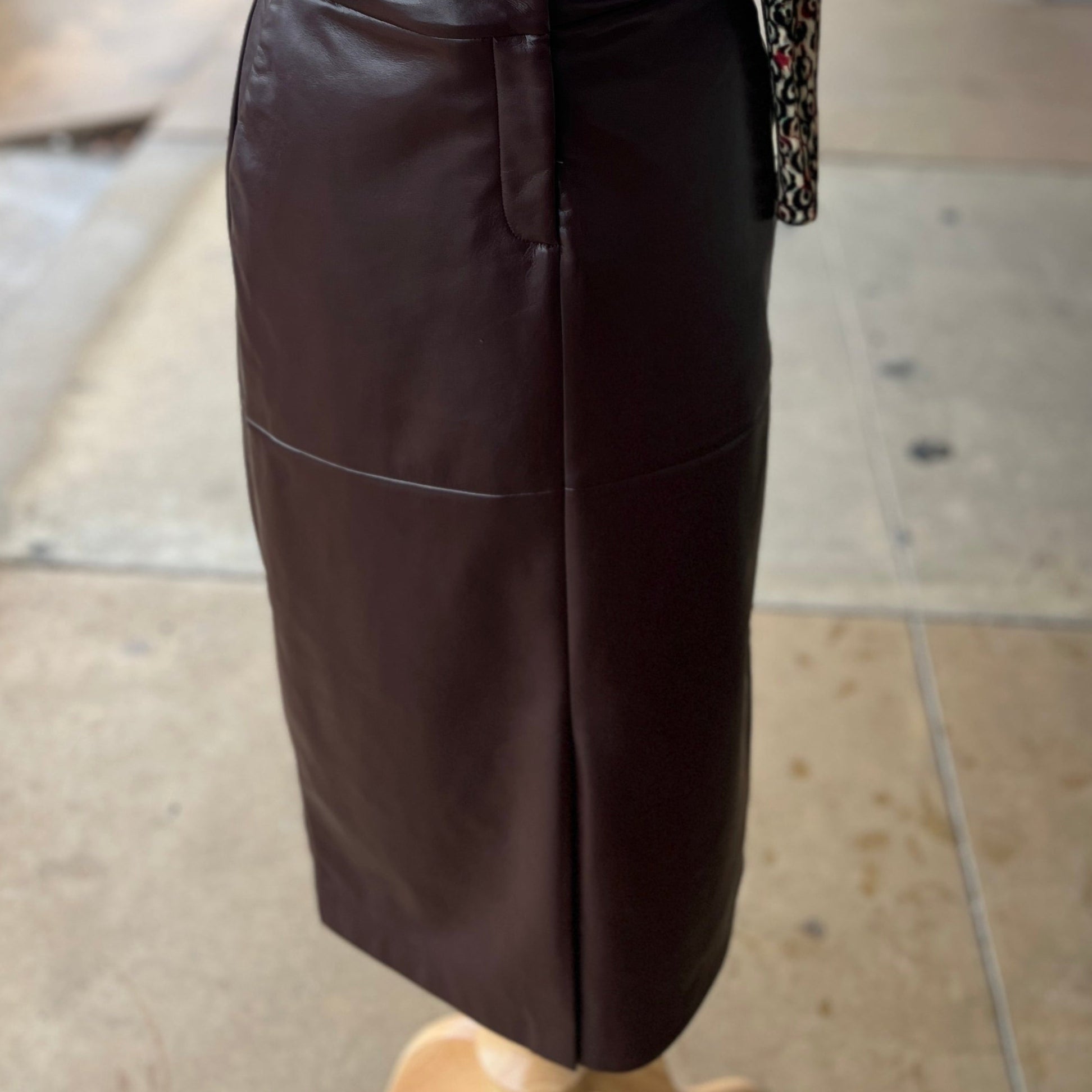 CHARLIE B - Faux Leather Cabernet Skirt