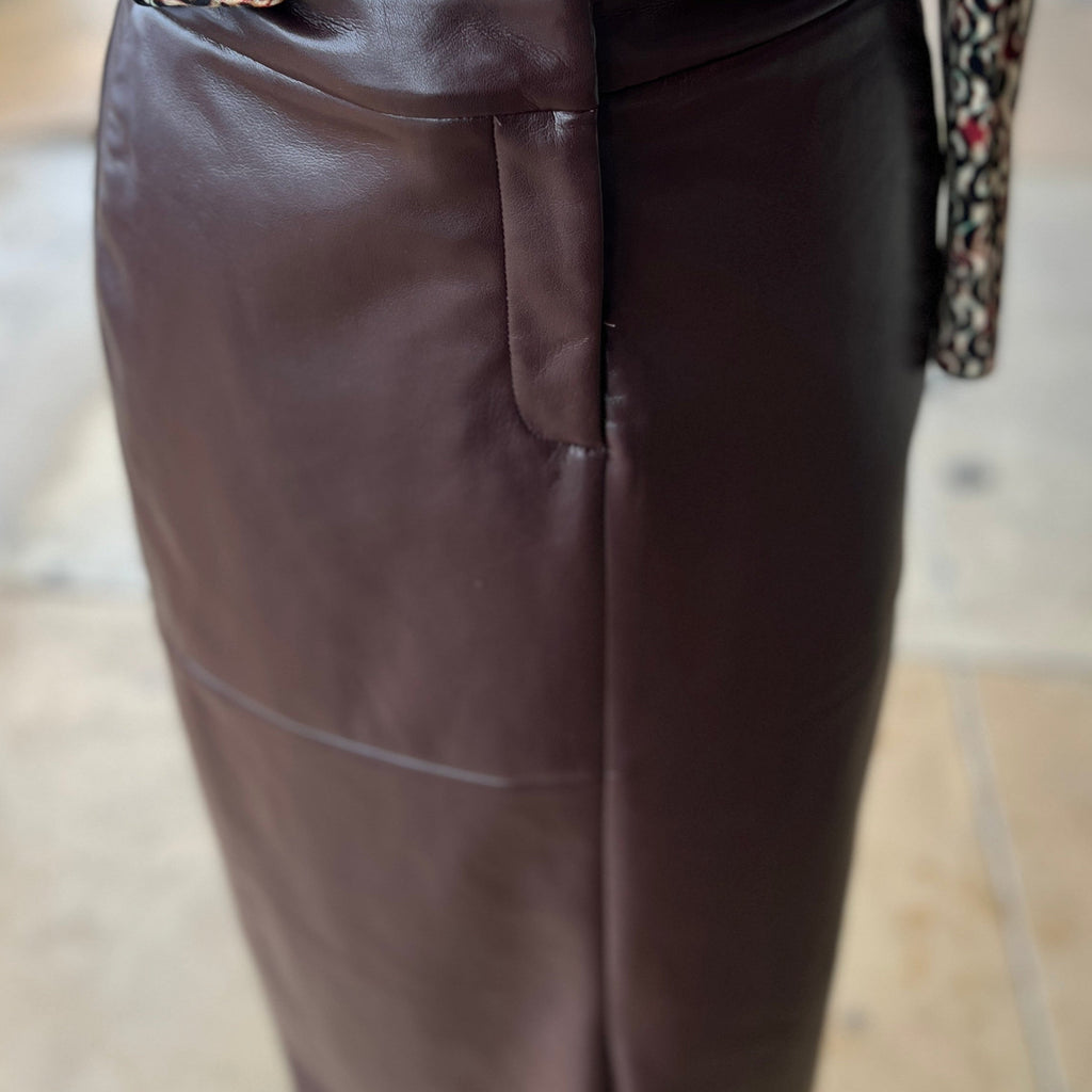 CHARLIE B - Faux Leather Cabernet Skirt