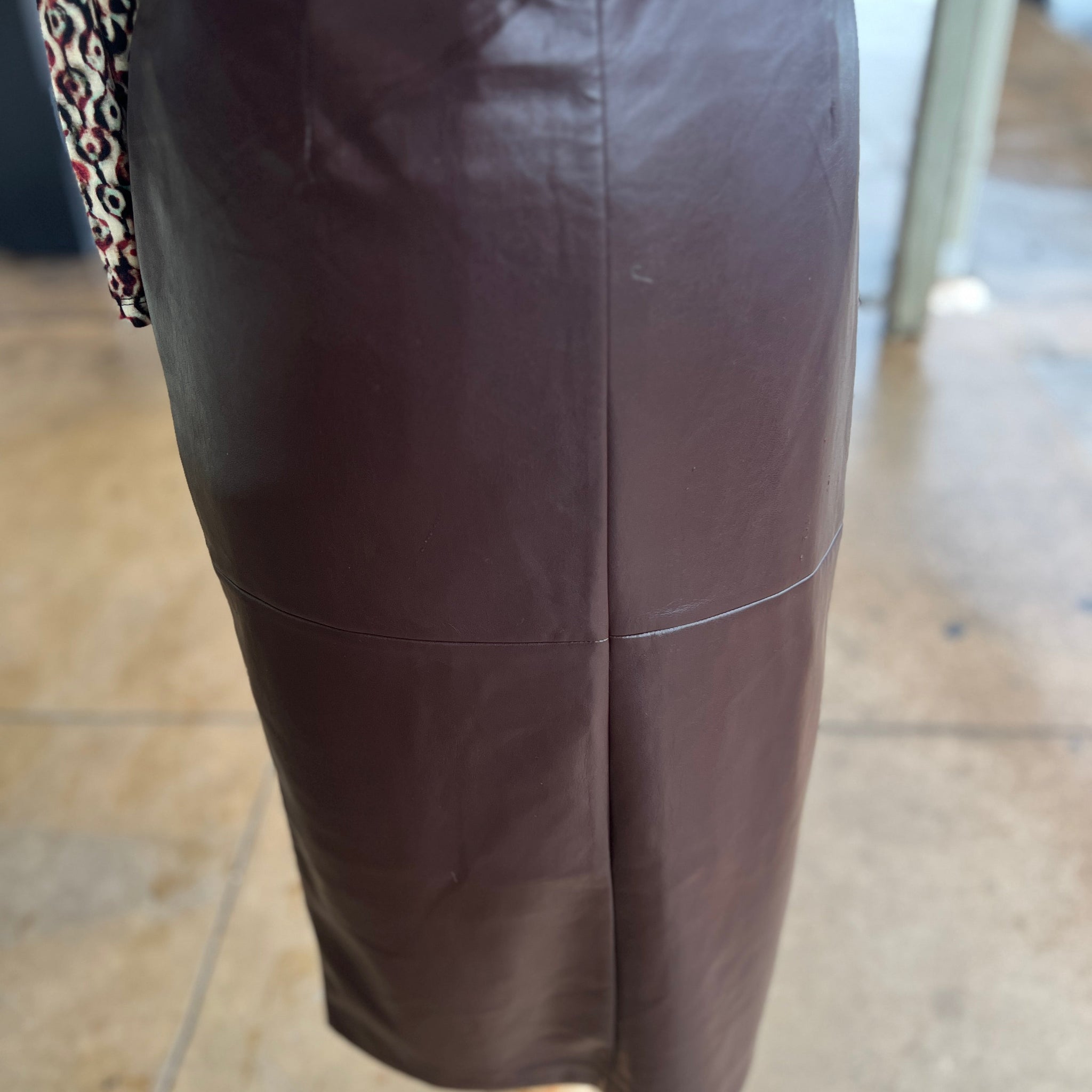 CHARLIE B - Faux Leather Cabernet Skirt