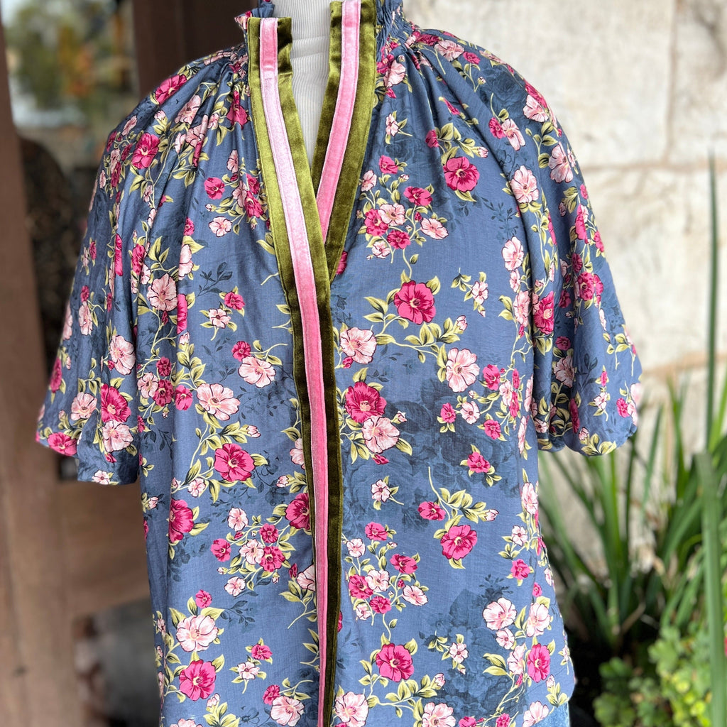 THML - Blue/Pink Floral Top