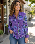 WAY- Purple Mesh Long Sleeve Button up