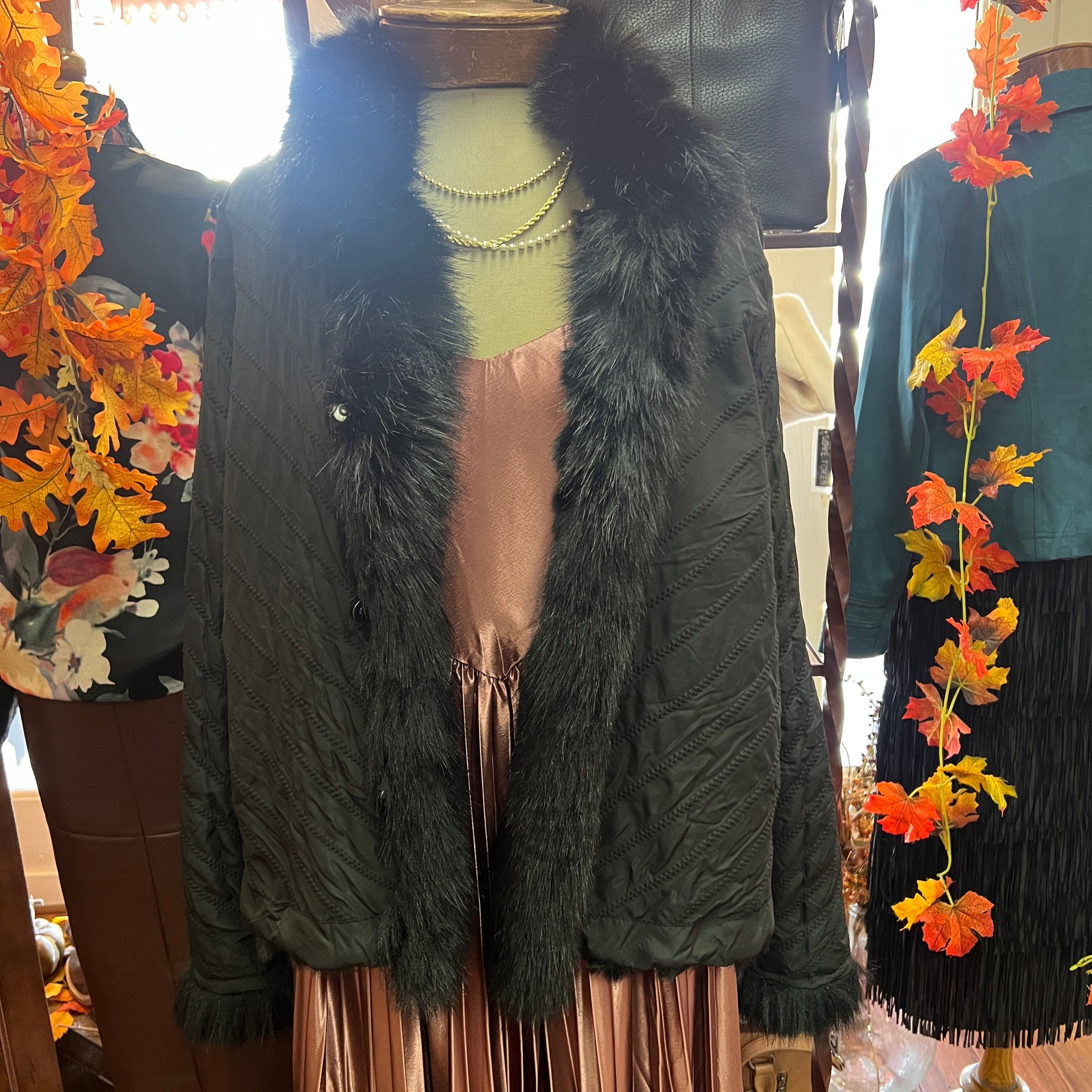 LOVE TOKEN - Black Faux Fur Reversible Jacket