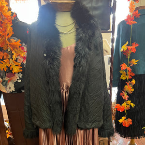 LOVE TOKEN - Black Faux Fur Reversible Jacket