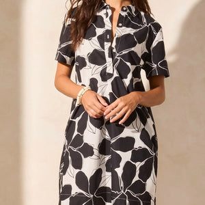 TRIBAL - Black & White Flower Dress
