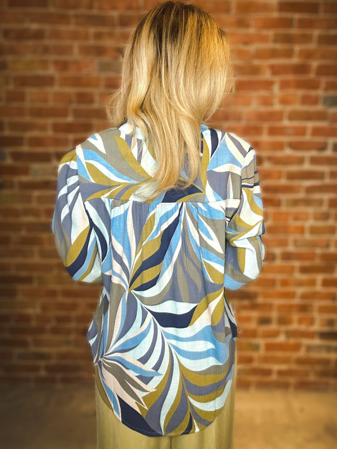 TRIBAL - Moss Green Multi Color Blouse