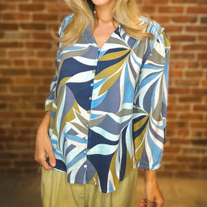 TRIBAL - Moss Green Multi Color Blouse