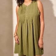 TRIBAL - Solid Green Loden Dress