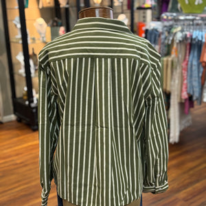 APNY- Olive/White Striped Top