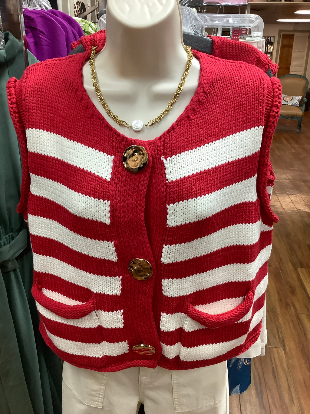 SHE & SKY - Red Stripe Sweater