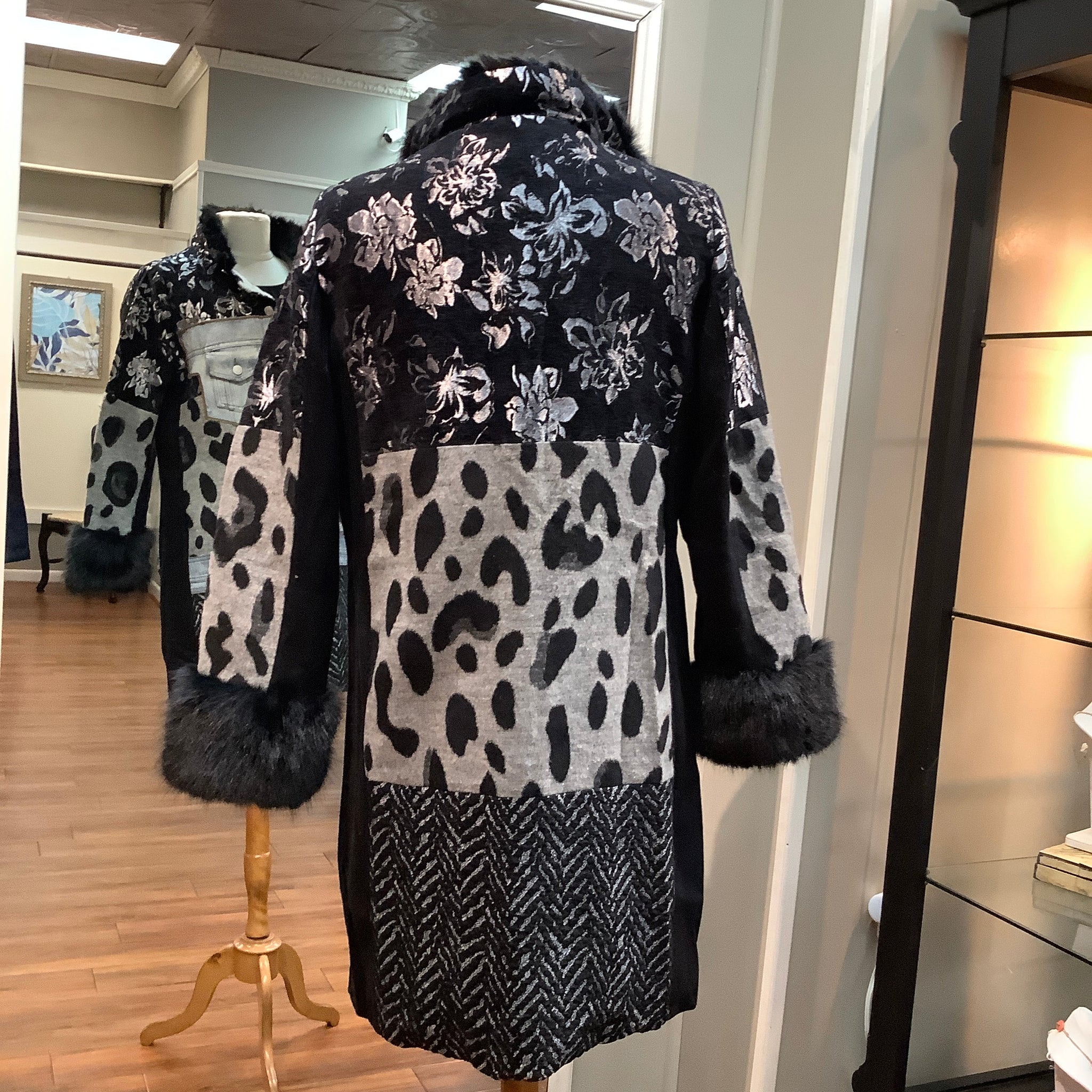 ADORE - Black/Grey Patchwork Coat