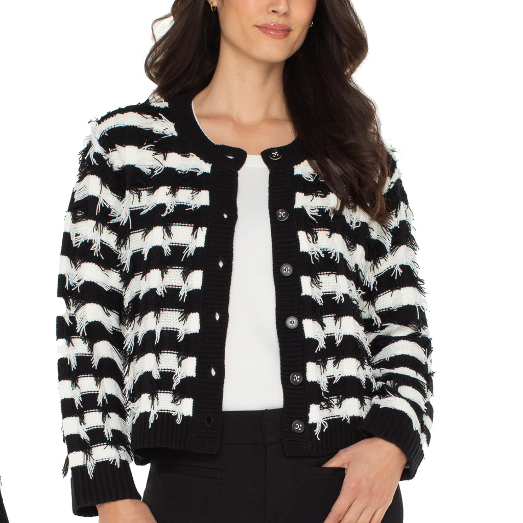 LIVERPOOL - Black/White Stripe Cardigan