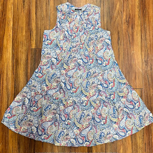 APNY Sleeveless Dress - Multi-colored Blue Print
