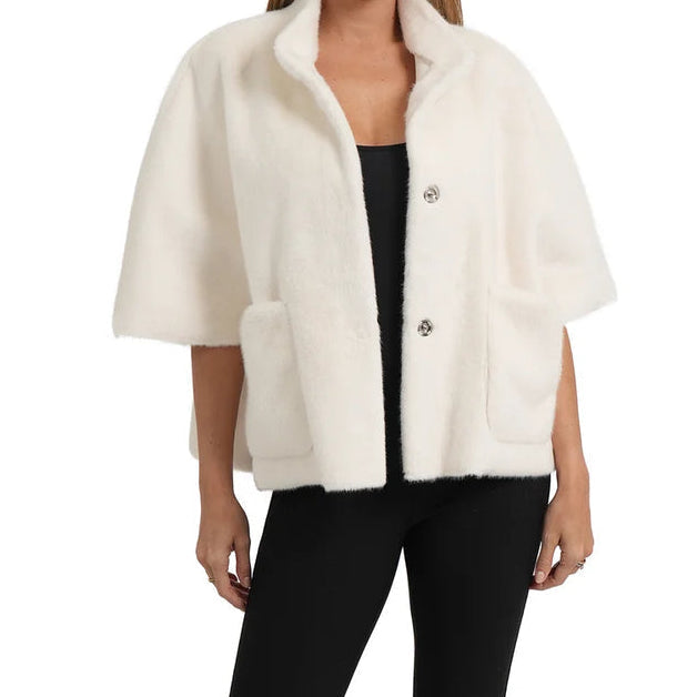 LOVE TOKEN - Ivory Faux Fur Coat