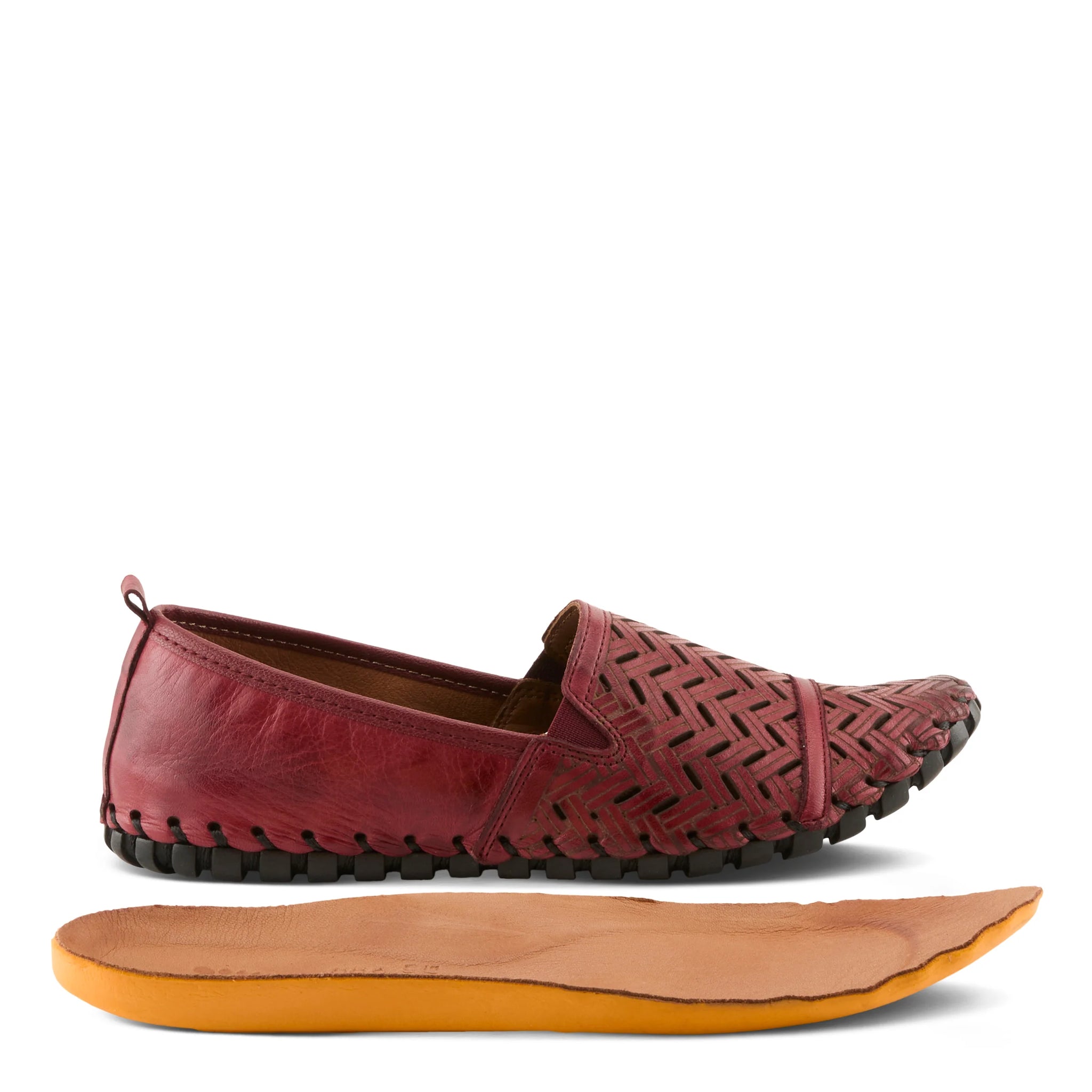 SPRING STEP - Bordeaux Leather Slides