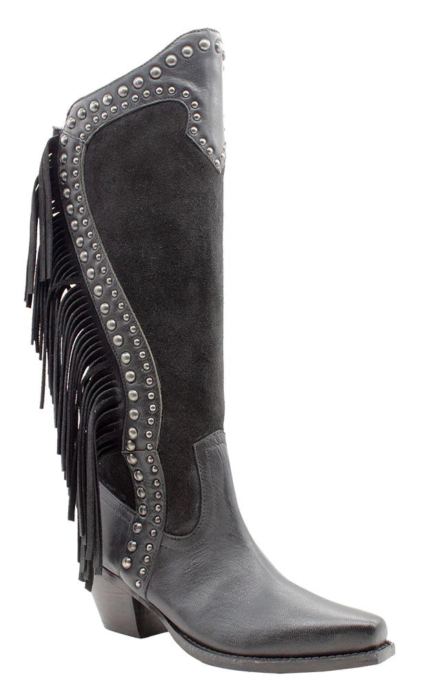 VERY VOLATILE - Black Fringe Tall Boot
