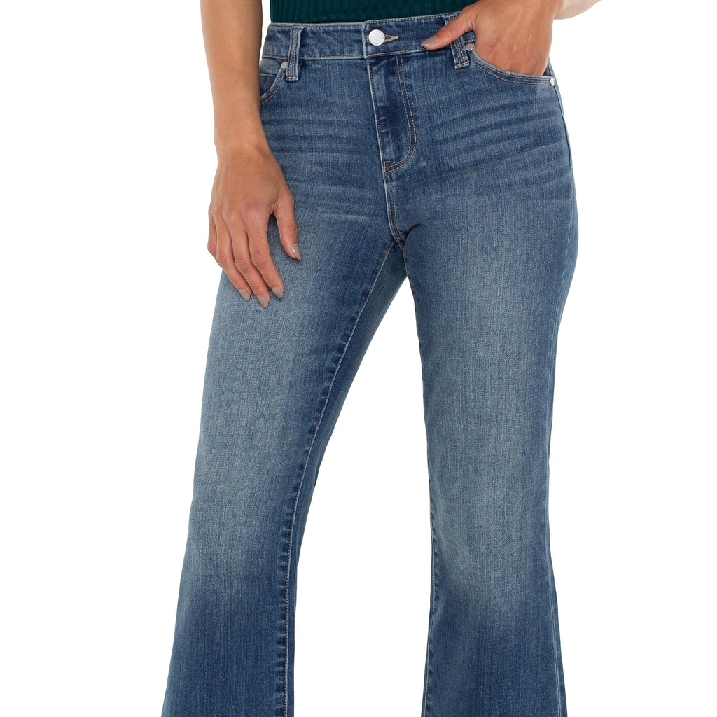 LIVERPOOL Hannah Cropped Flare Jean - Medium Wash Denim