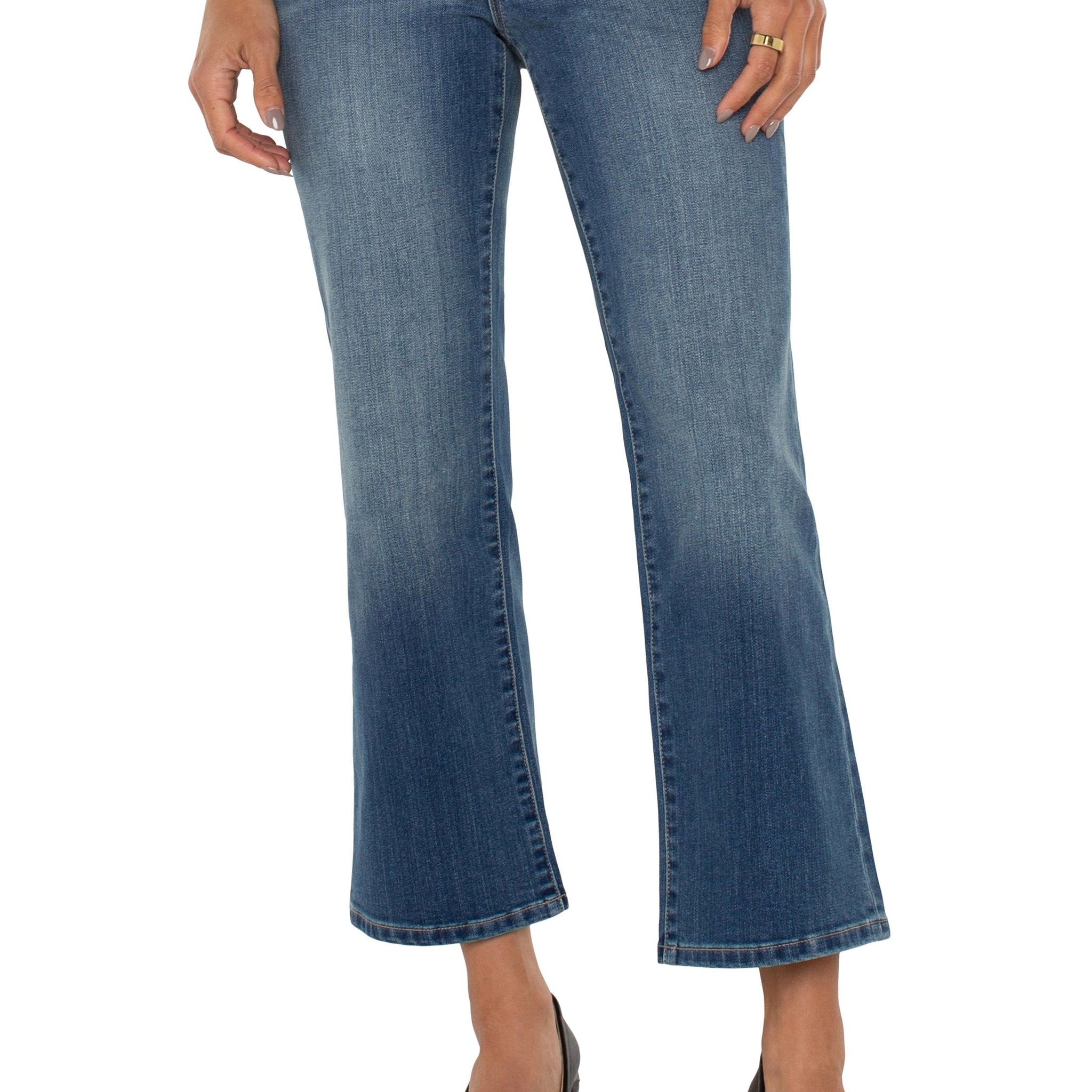 LIVERPOOL Hannah Cropped Flare Jean - Medium Wash Denim